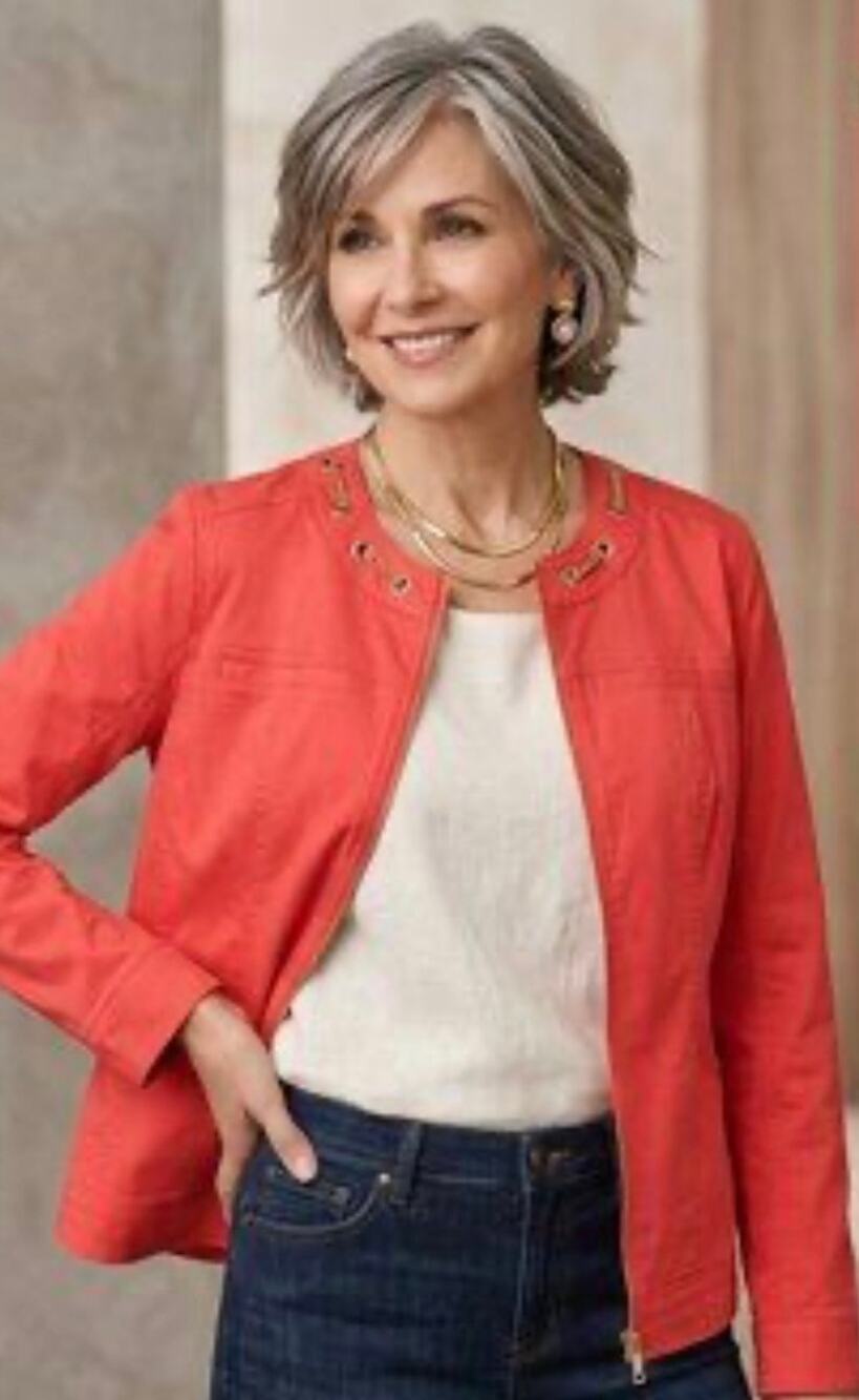 Chico’s Full-Zip Grommet Luxe Twill Utility Jacket Papaya Orange 4 20/22 NWT